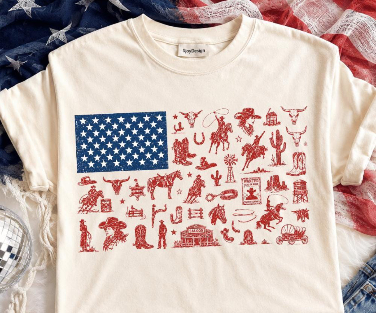 PATRIOTIC RODEO FLAG