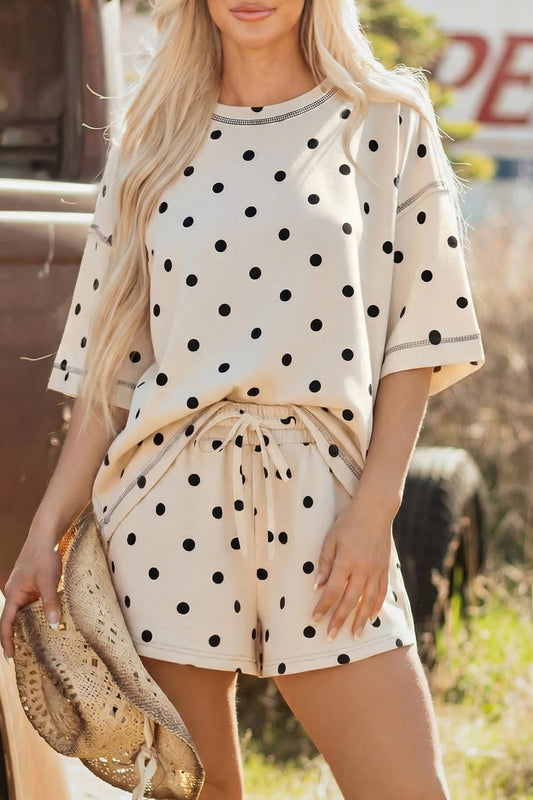 WHITE POKA DOT SET